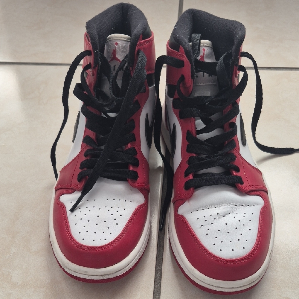 Nike Red and White High-Top Sneakers